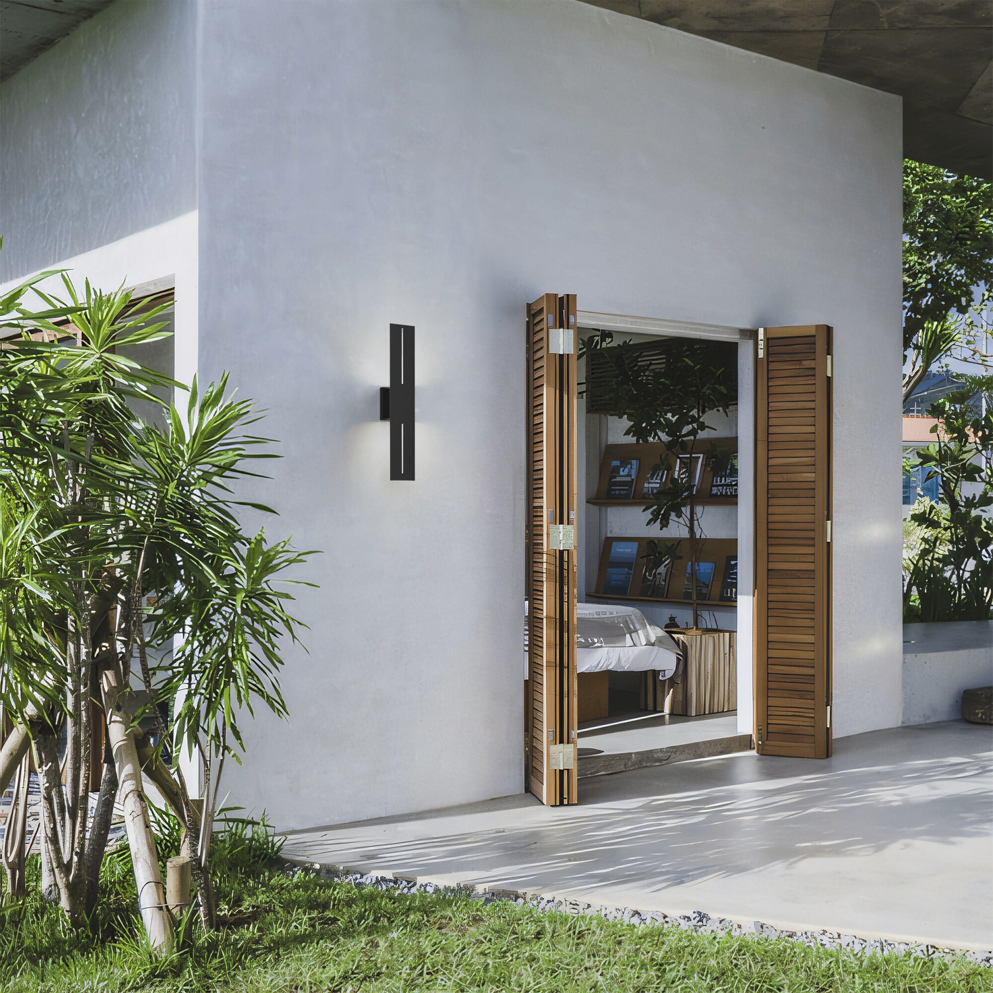 Slot LED 24 inch Sand Black Outdoor Wall Sconce